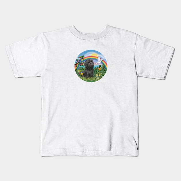 Black Shih Tzu in Rainbow Bridge Country Kids T-Shirt by Dogs Galore and More